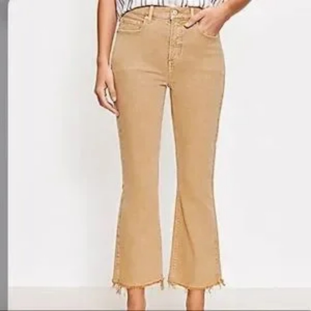 Loft tan high waist flare cropped denim